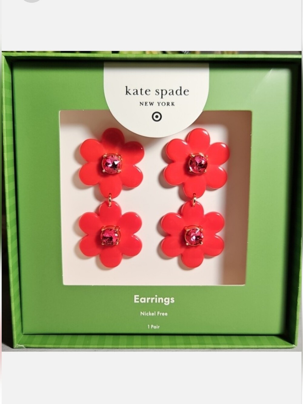 kate spade new york x Target Floral Linear Earrings -  NIB Red OS